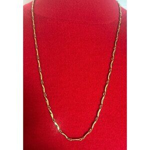 Vintage Monet Yellow Gold Tone Chain Necklace 14” Unique Design Very Pretty